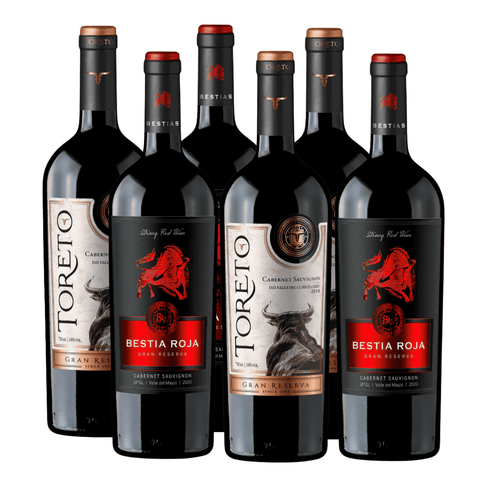 PAck 6 vinos| Bestia Roja Carmenere,Toreto Gran Reserva Carmenere| 750cc